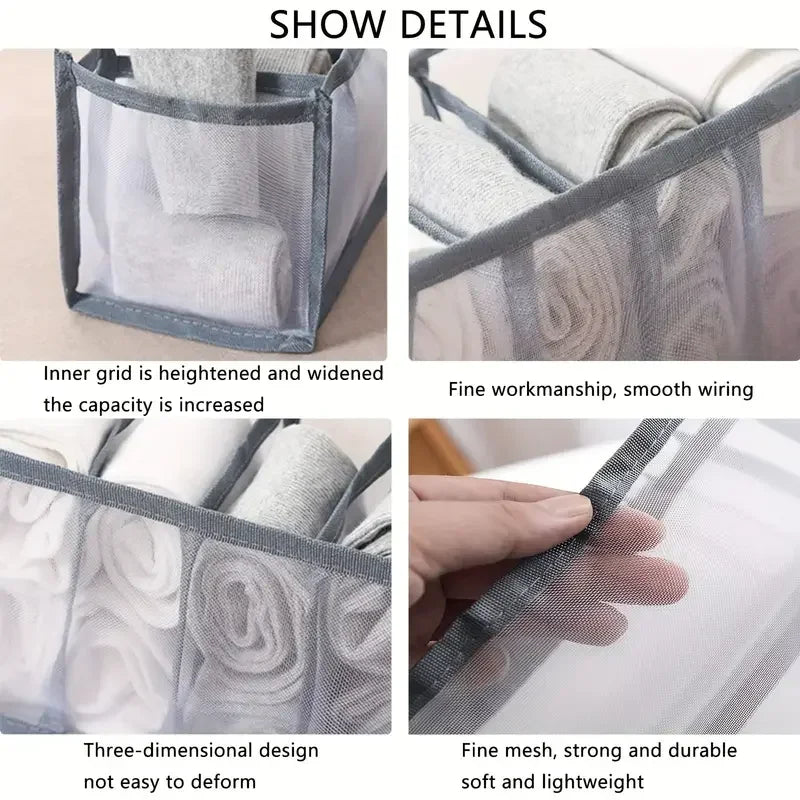 1PC- Closet Organizer for Socks Home Separated Underwear Storage Box 7/9/11 Grids Jeans Bra Organizer Foldable Drawer Organizer