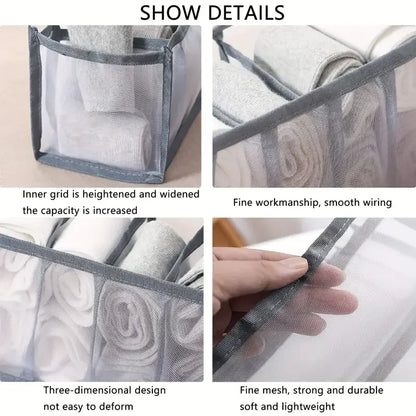 1PC- Closet Organizer for Socks Home Separated Underwear Storage Box 7/9/11 Grids Jeans Bra Organizer Foldable Drawer Organizer