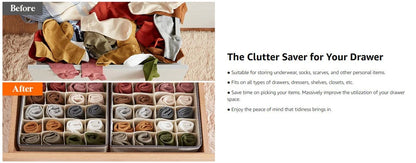 Sock Underwear Organizer Drawer Divider Foldable Closet Organizers Bins Cabinet Organization Storage Box for Socks Underwear Tie