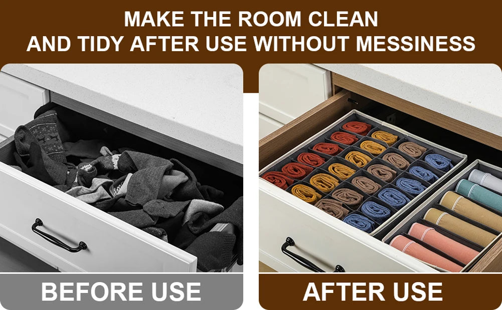 Sock Underwear Organizer Drawer Divider Foldable Closet Organizers Bins Cabinet Organization Storage Box for Socks Underwear Tie