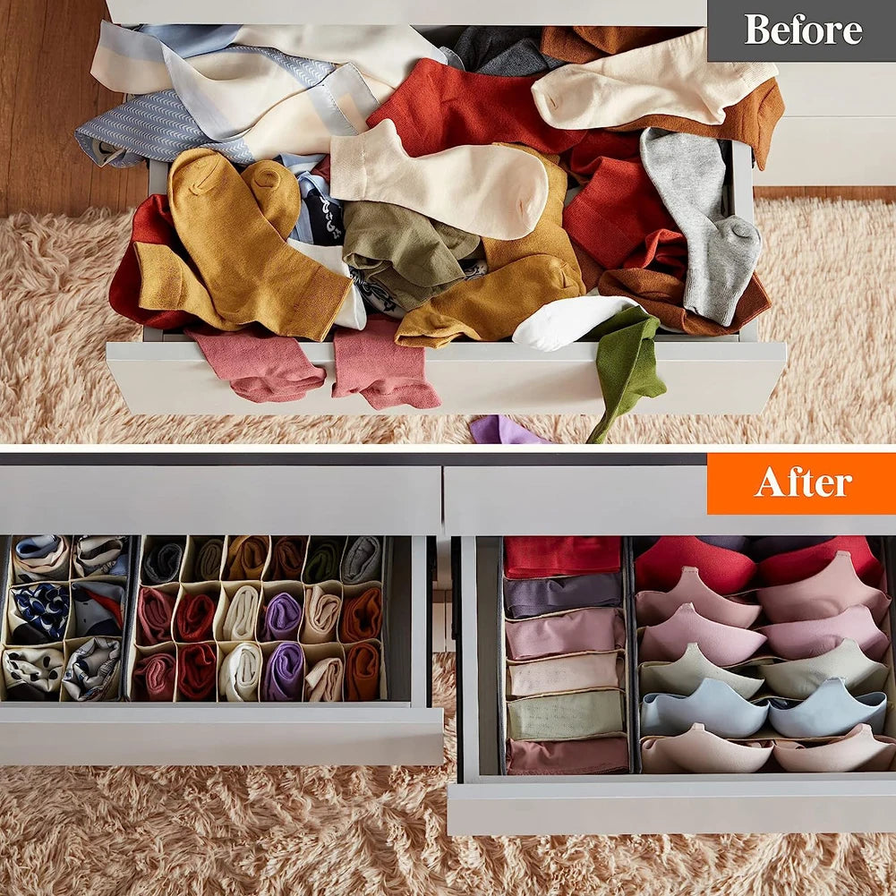 Sock Underwear Organizer Drawer Divider Foldable Closet Organizers Bins Cabinet Organization Storage Box for Socks Underwear Tie