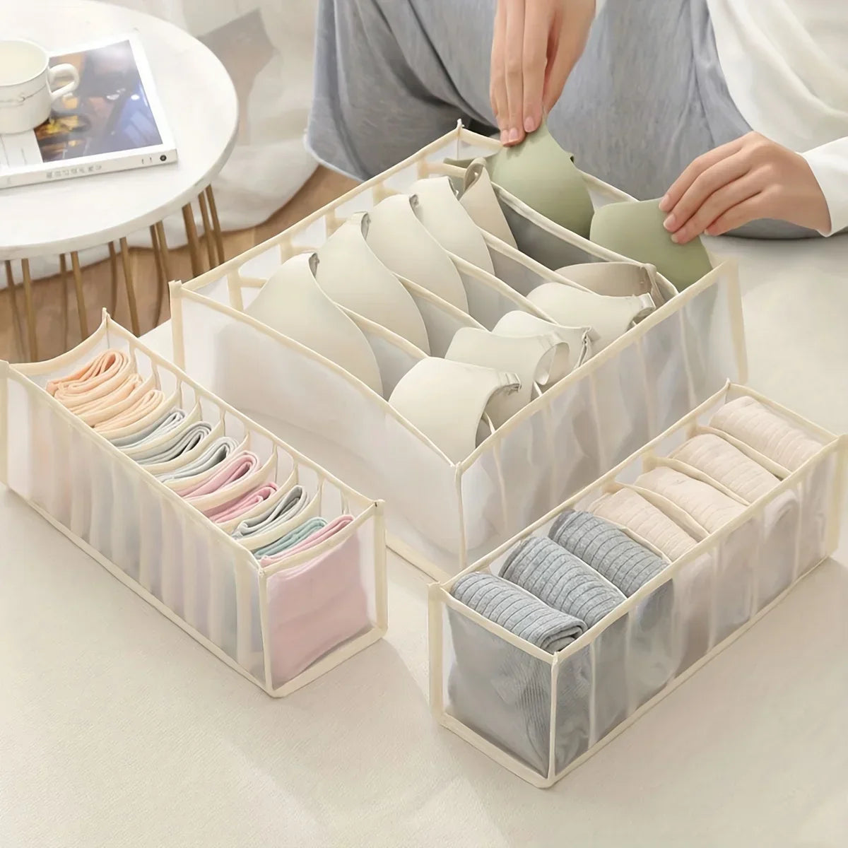 1PC- Closet Organizer for Socks Home Separated Underwear Storage Box 7/9/11 Grids Jeans Bra Organizer Foldable Drawer Organizer