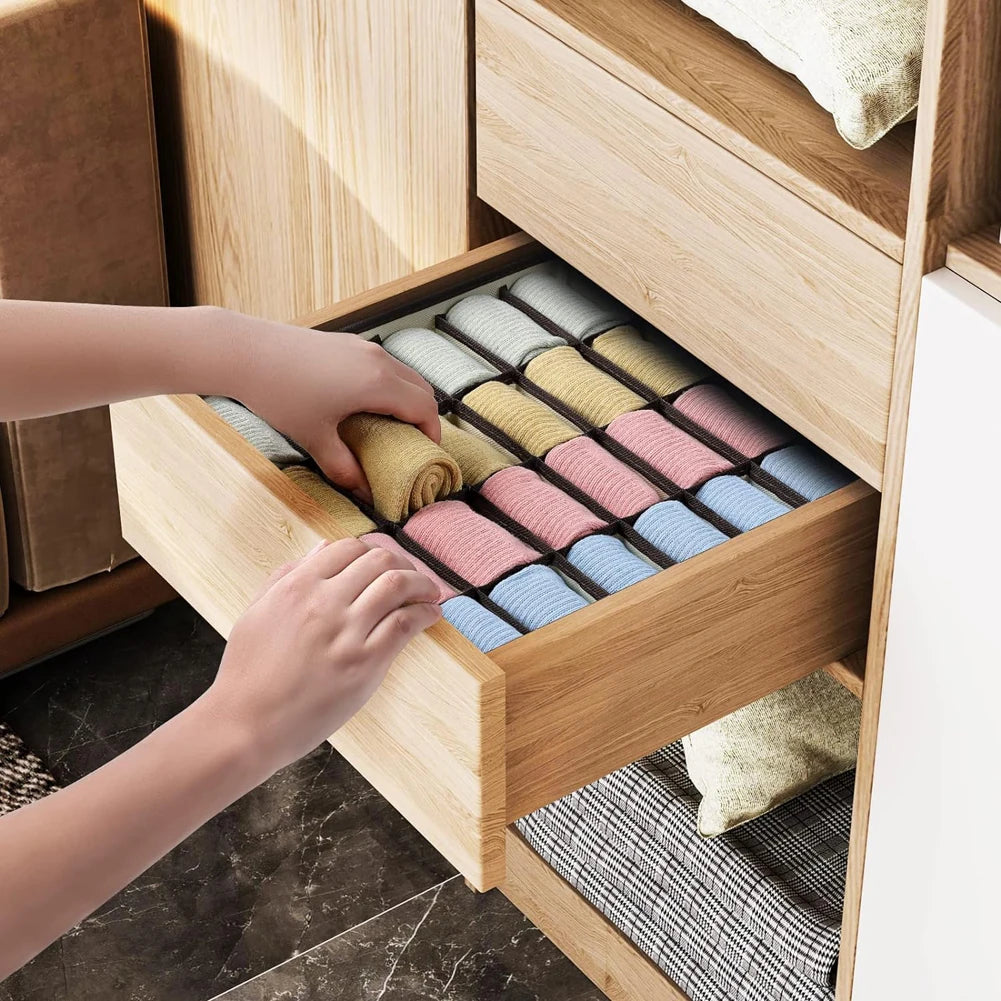 Sock Underwear Organizer Drawer Divider Foldable Closet Organizers Bins Cabinet Organization Storage Box for Socks Underwear Tie