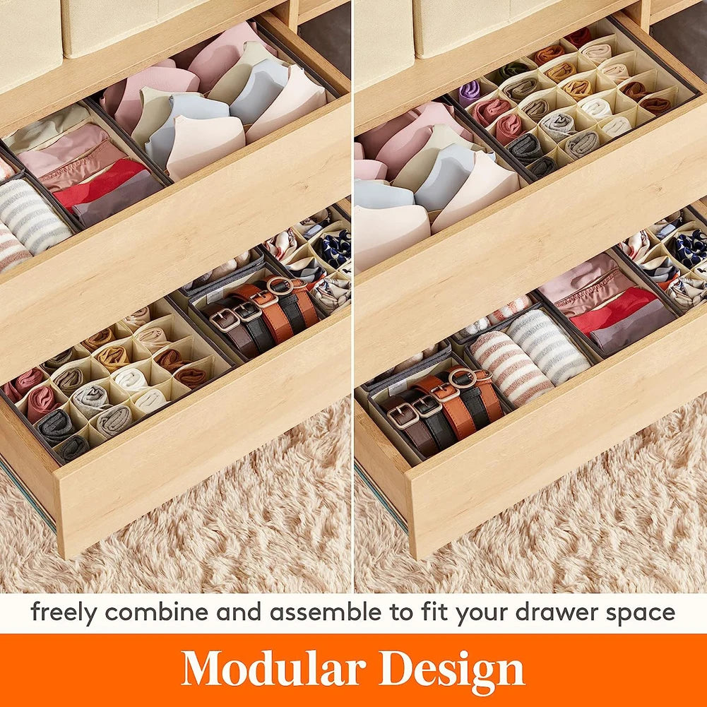 Sock Underwear Organizer Drawer Divider Foldable Closet Organizers Bins Cabinet Organization Storage Box for Socks Underwear Tie