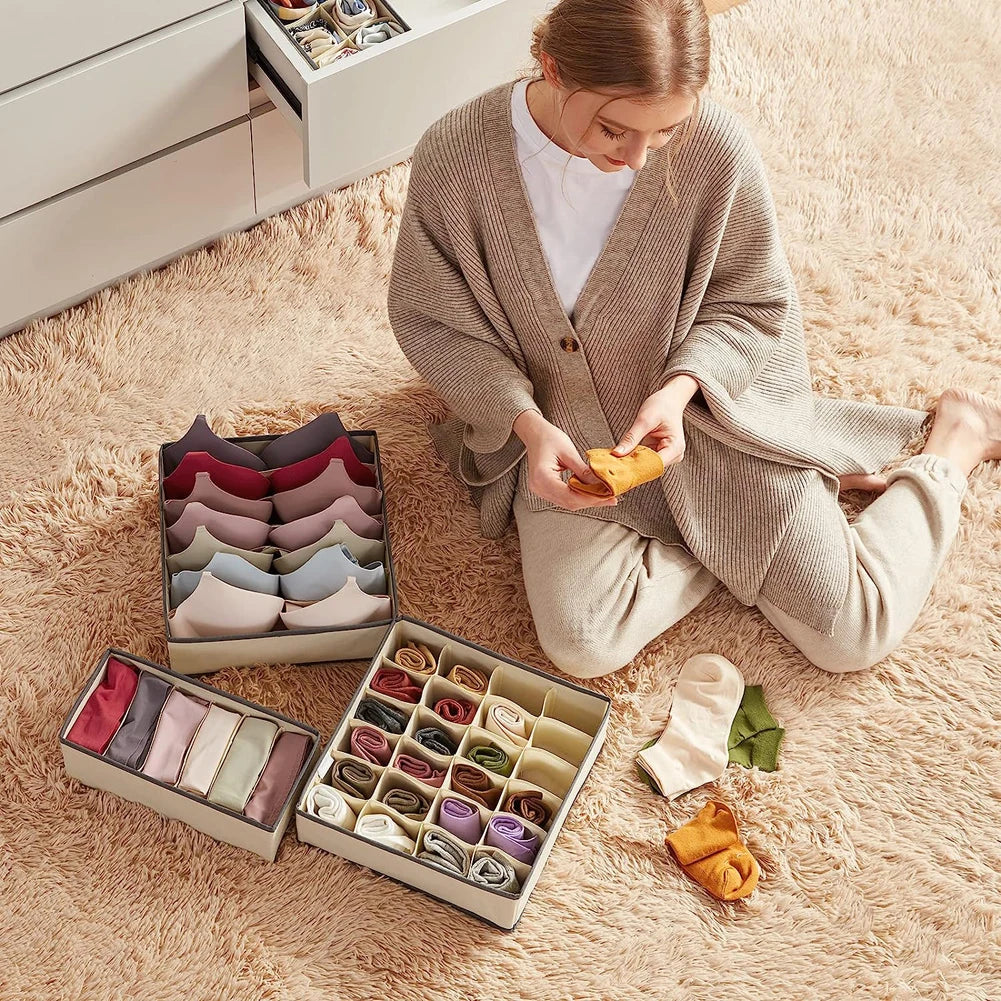 Sock Underwear Organizer Drawer Divider Foldable Closet Organizers Bins Cabinet Organization Storage Box for Socks Underwear Tie
