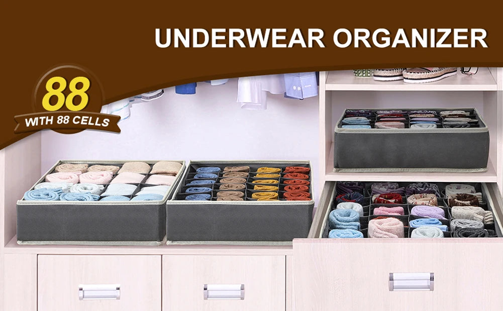 Sock Underwear Organizer Drawer Divider Foldable Closet Organizers Bins Cabinet Organization Storage Box for Socks Underwear Tie