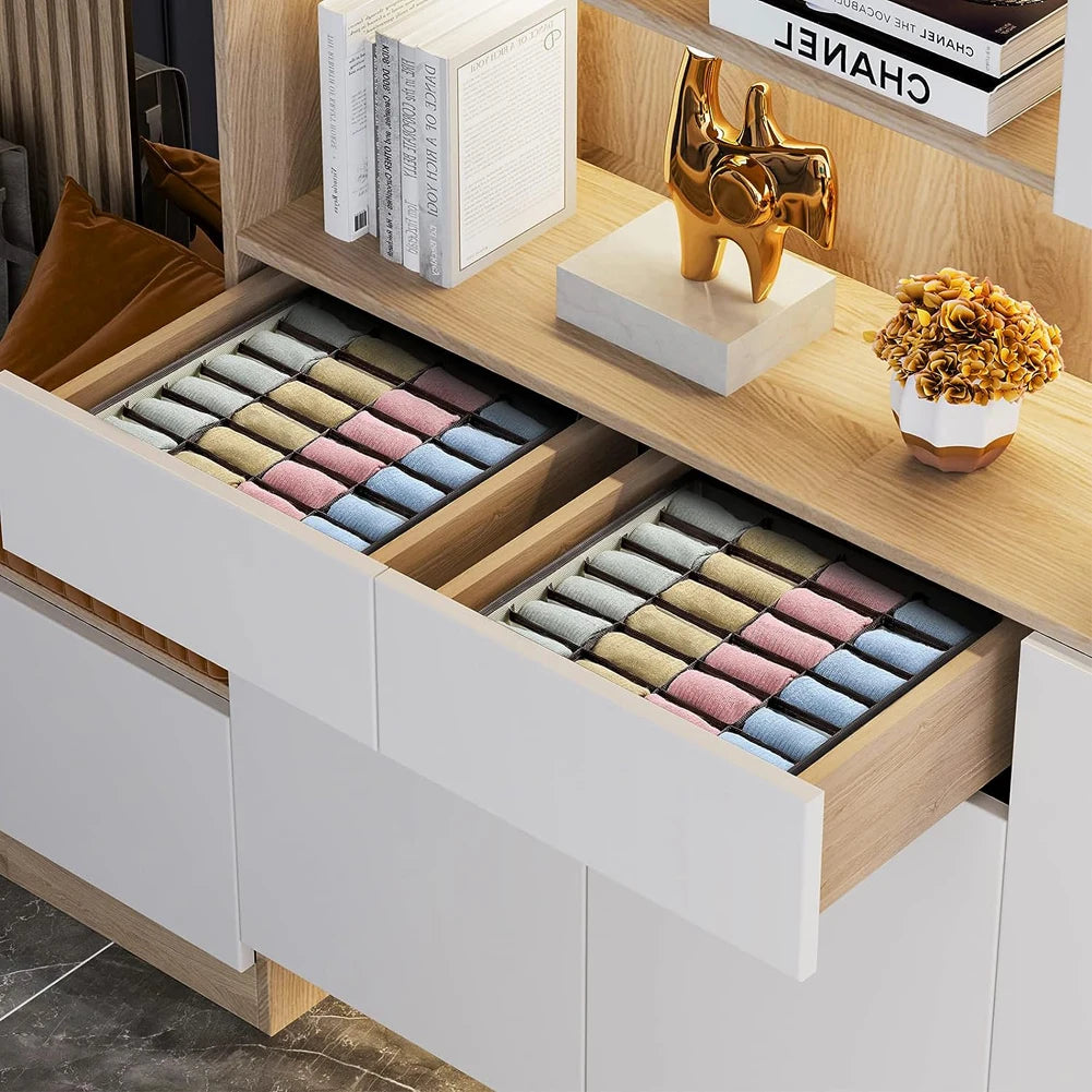 Sock Underwear Organizer Drawer Divider Foldable Closet Organizers Bins Cabinet Organization Storage Box for Socks Underwear Tie