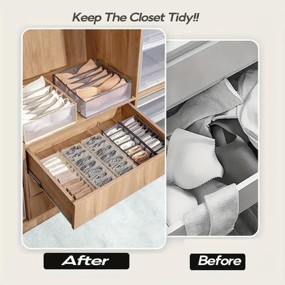 1PC- Closet Organizer for Socks Home Separated Underwear Storage Box 7/9/11 Grids Jeans Bra Organizer Foldable Drawer Organizer