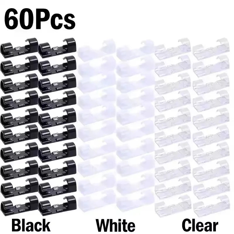 Cable Clips Organizer Drop Wire Holder Cord Management Self-Adhesive Cable Manager Fixed Clamp Wire Winder For Home Office Car