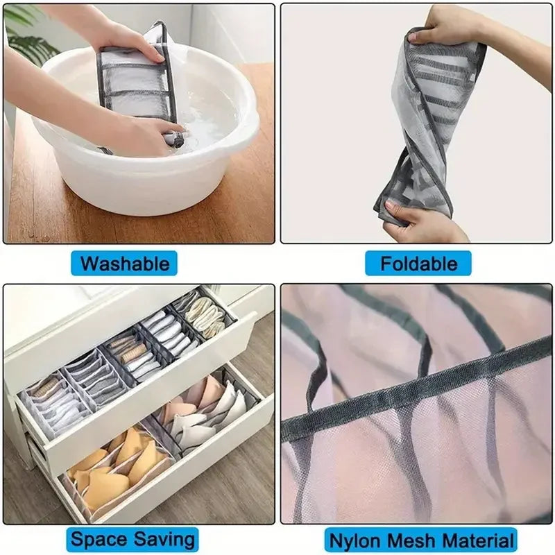 1PC- Closet Organizer for Socks Home Separated Underwear Storage Box 7/9/11 Grids Jeans Bra Organizer Foldable Drawer Organizer