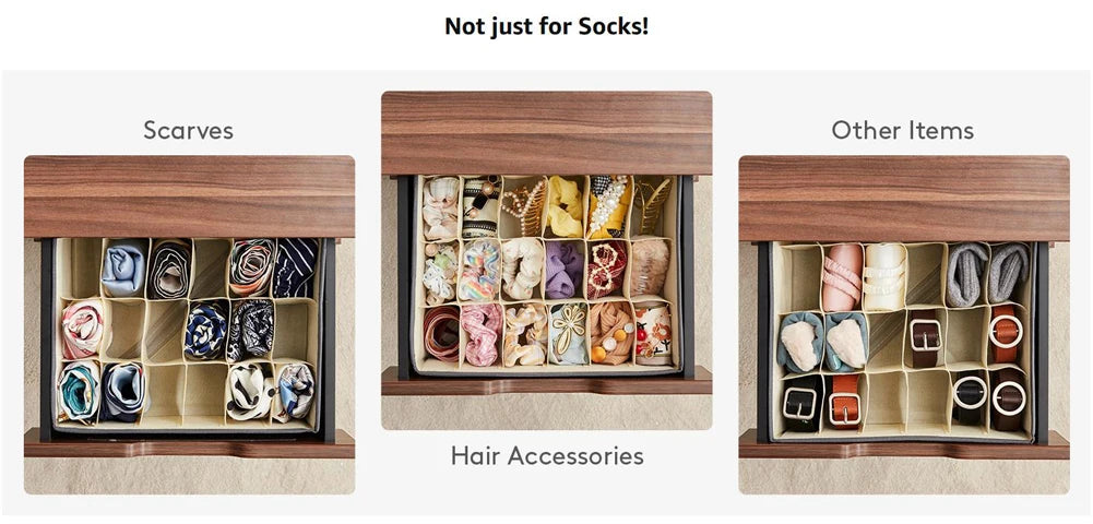 Sock Underwear Organizer Drawer Divider Foldable Closet Organizers Bins Cabinet Organization Storage Box for Socks Underwear Tie
